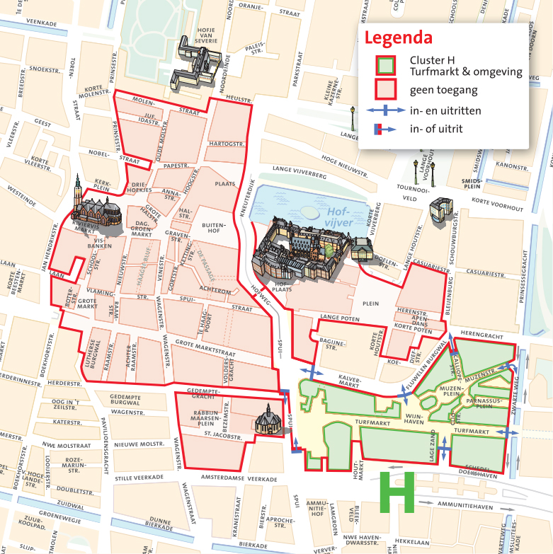 Plattegrond van cluster H - Turfmarkt en omgeving