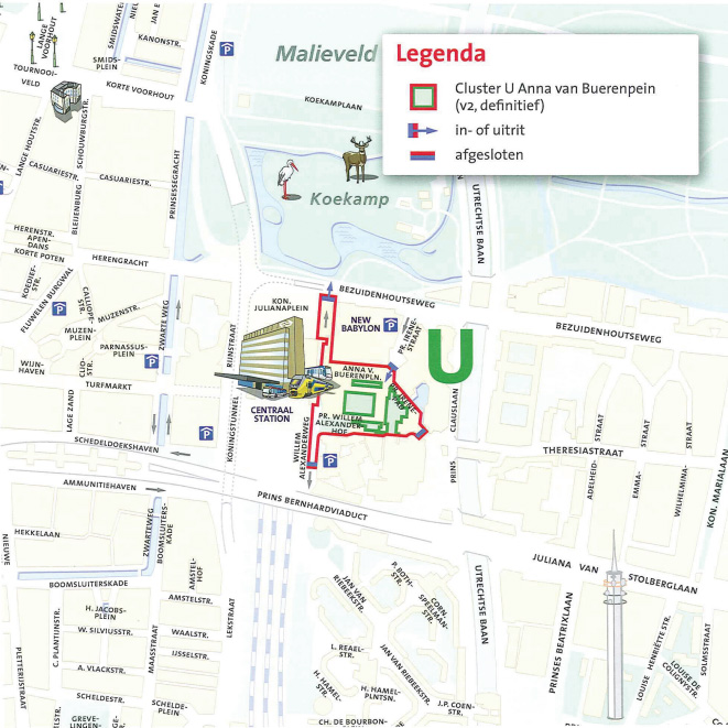 Plattegrond van cluster U - Anna van Buerenplein