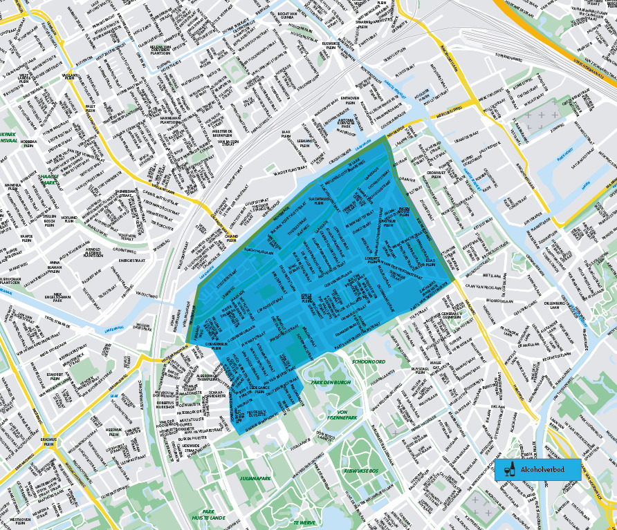 Gebieden met een alcohol-, softdrugs- of bedelverbod in stadsdeel Laak