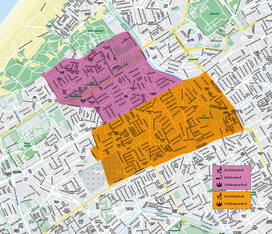 Gebieden met een alcohol-, softdrugs- of bedelverbod in stadsdeel Segbroek