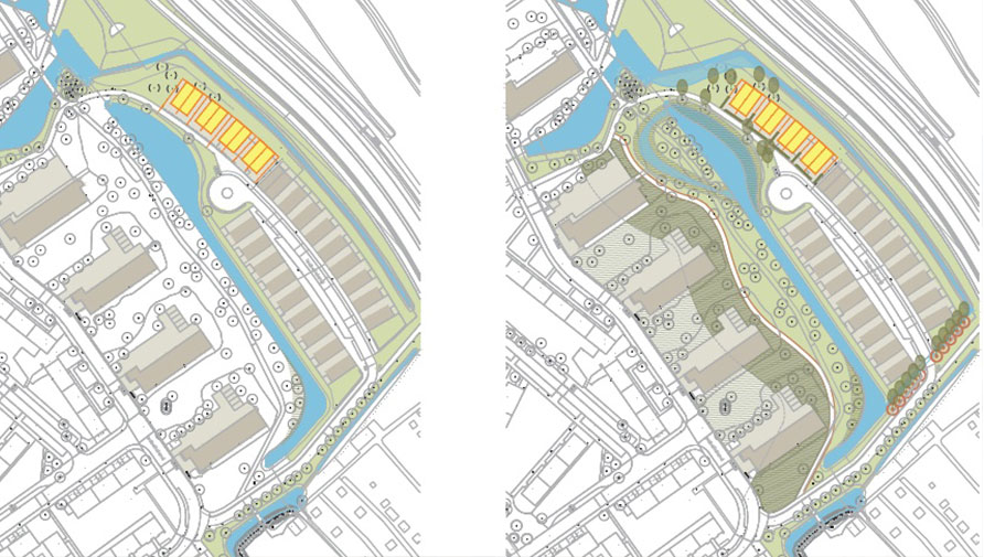 Locatie van de uitbreiding van de groenzone