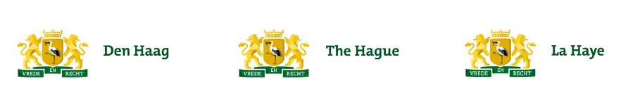 Het Haagse logo in 3 talen.