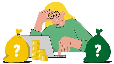 Een vrouw vult op haar laptop een vragenlijst in over betaalbare warmte.