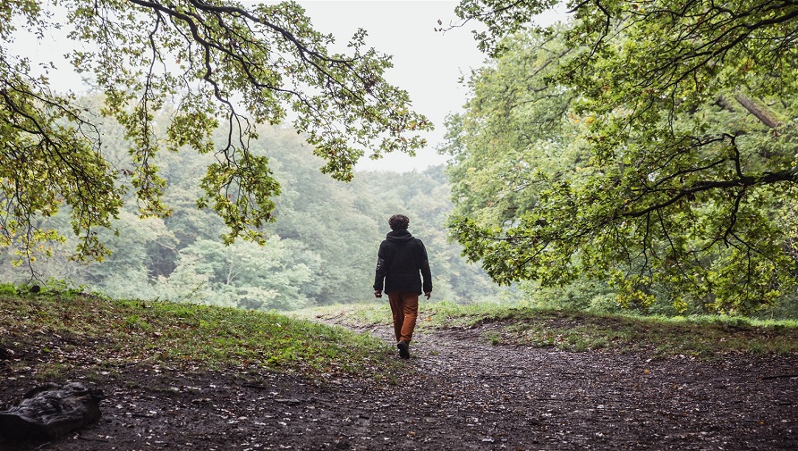 Man walking on path in Ockenburgh Estate