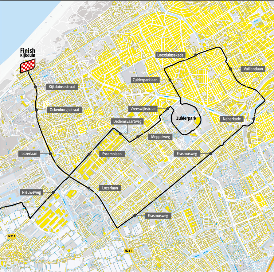 Map of the Tour de France Femmes route